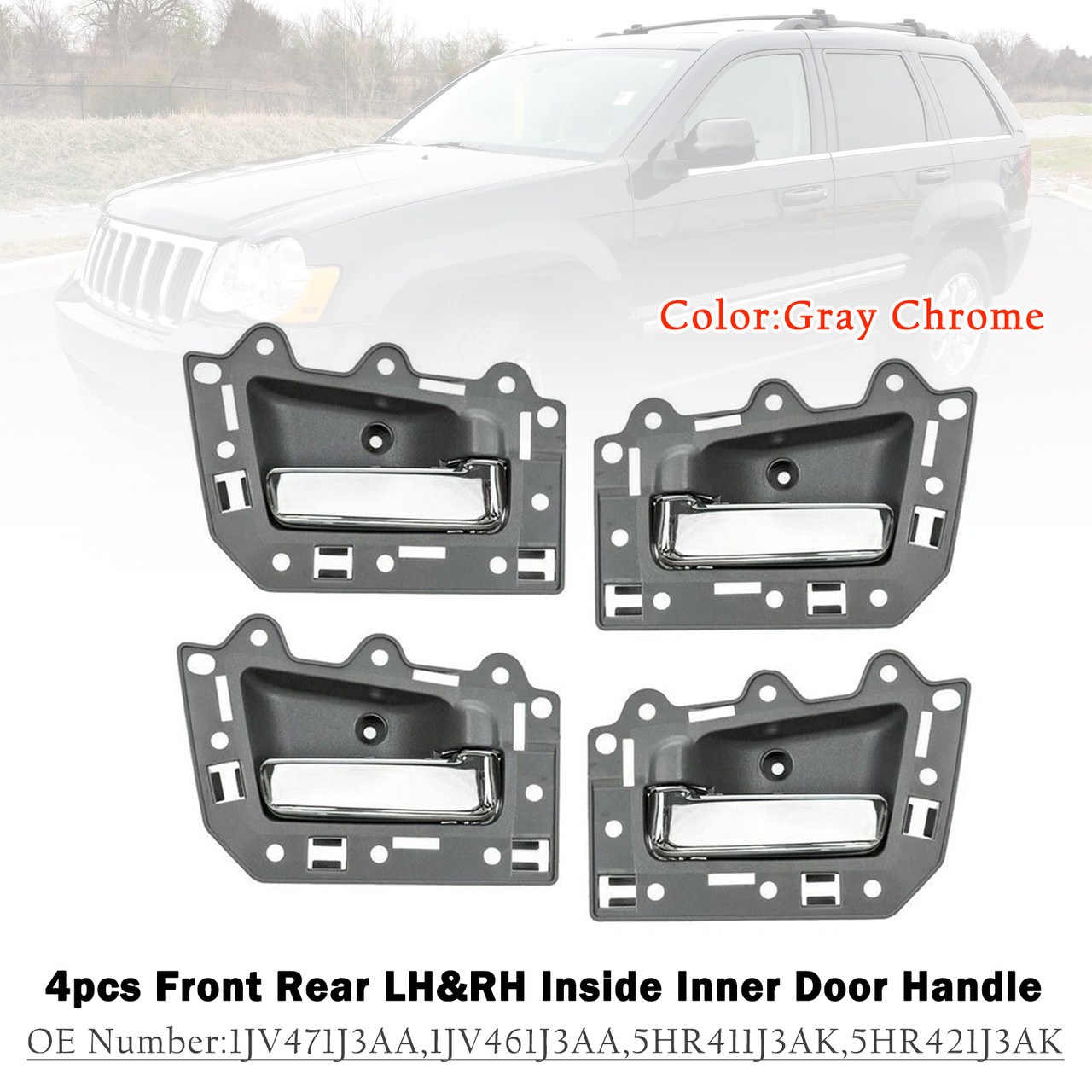 2005-2011 Jeep Grand Cherokee 4pcs Front Rear LH&RH Inside Inner Door Handle Chrome Generic