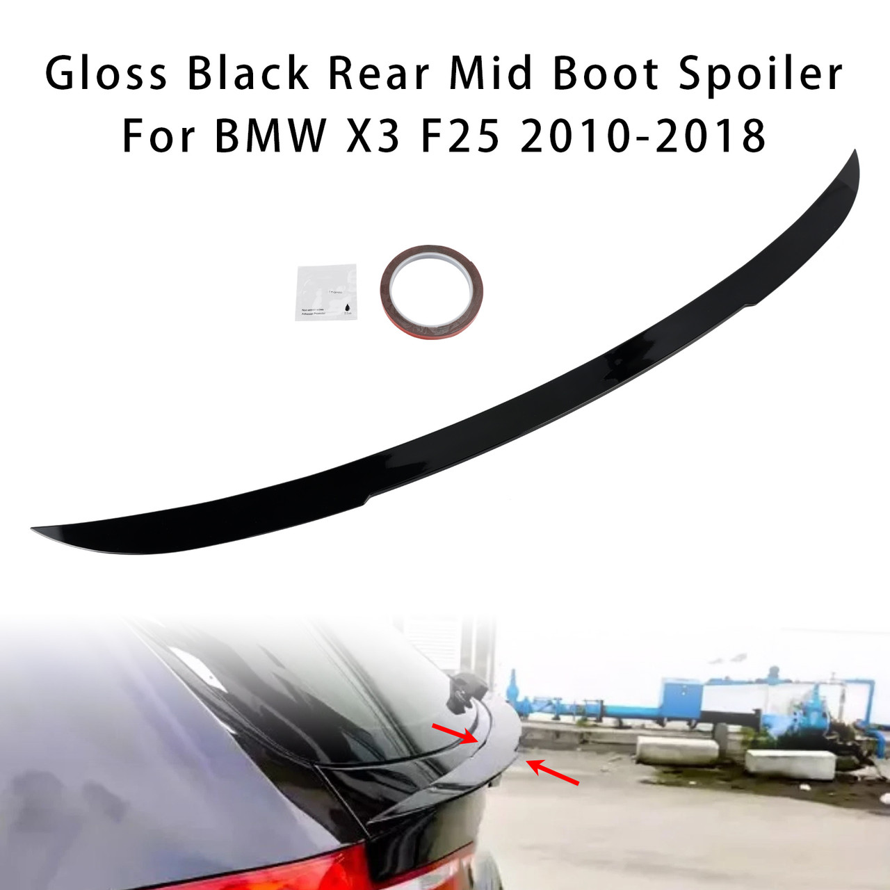 2010-2018 BMW X3 F25 SUV Models Rear Mid Boot Spoiler Gloss Black Generic