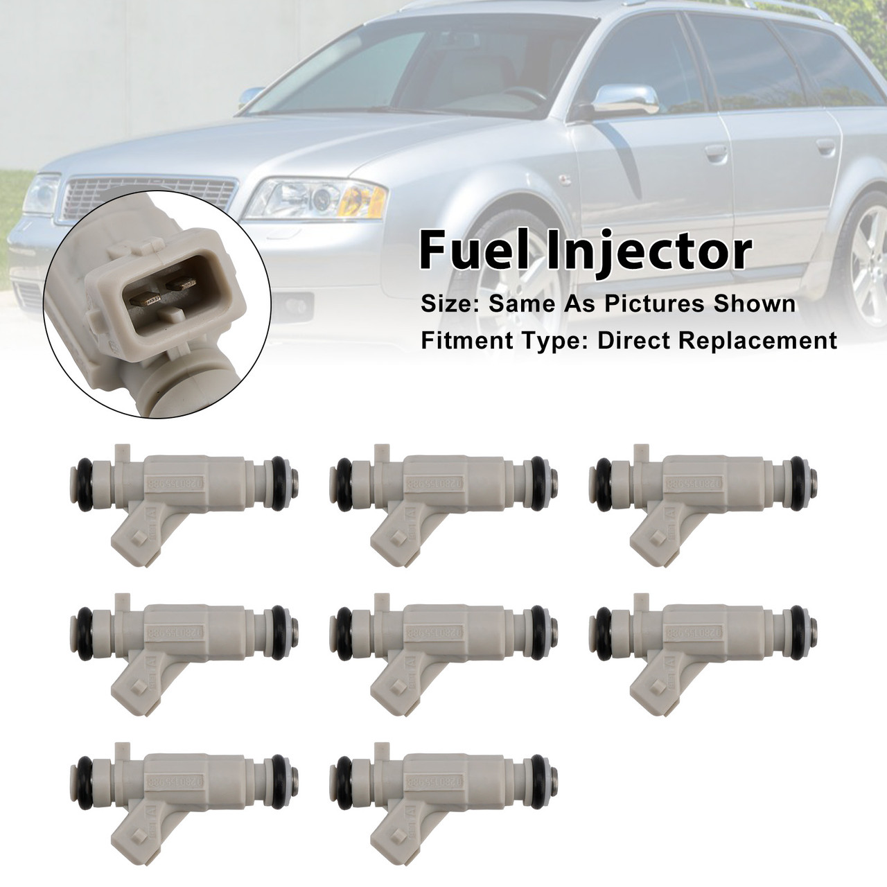2001-2003 Audi S6 S8 4.2L V8 8Pcs Fuel Injector 0280155988 077133551Q Generic