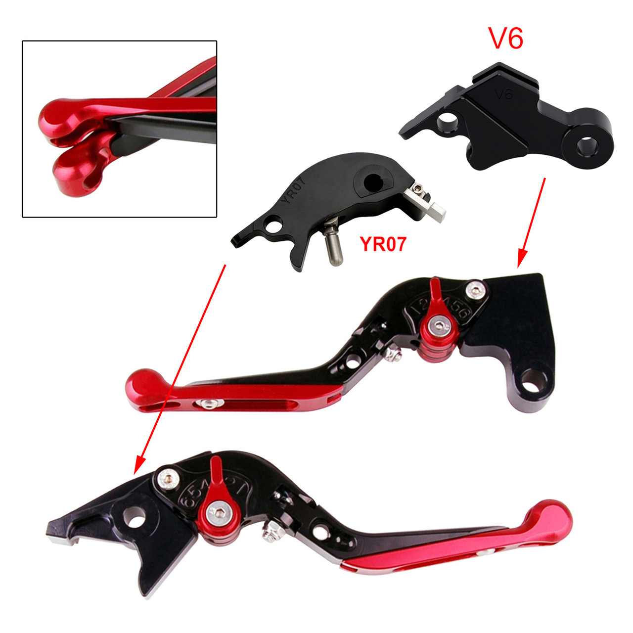 2024-2025 YAMAHA MT-09 MT-09SP Adjustable Folding Extendable Racing Brake & Clutch Levers Red Generic