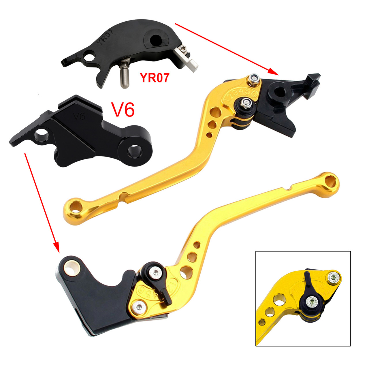 2024-2025 YAMAHA XSR900 XSR900GP 2pcs Racing Brake & Clutch Levers Gold Generic