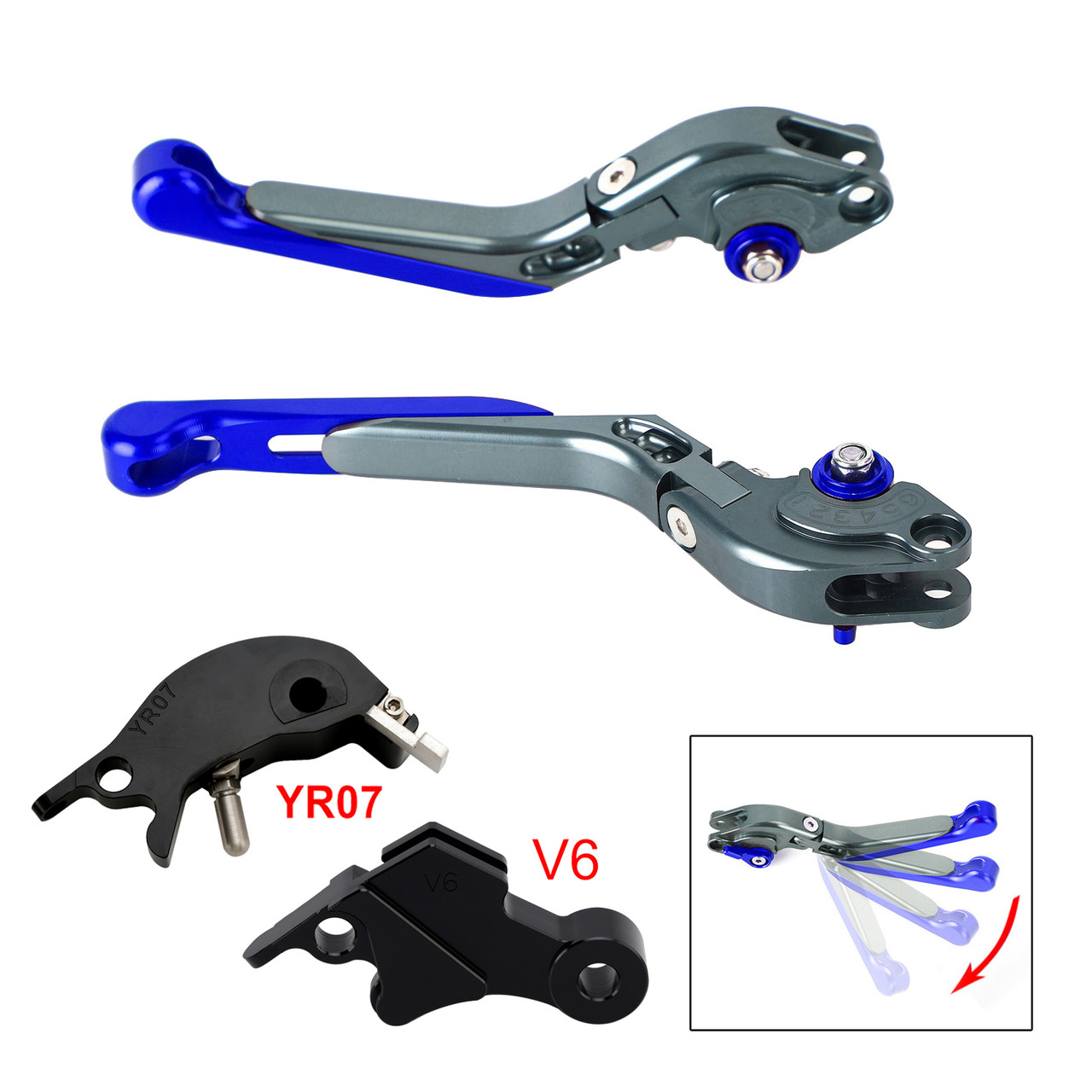 2024-2025 YAMAHA MT-09 MT-09SP Adjustable Folding Extendable Levers Blue Generic
