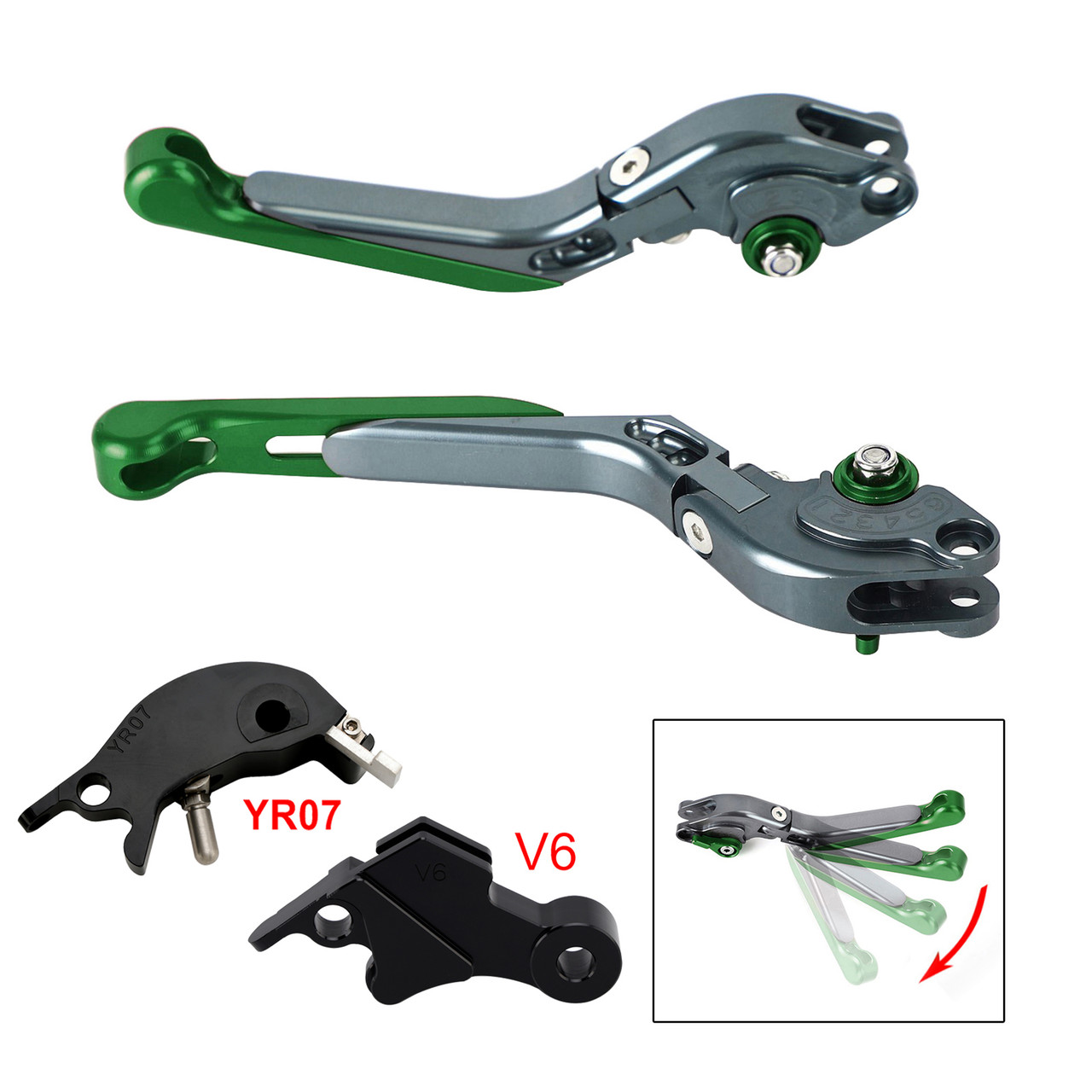 2024-2025 YAMAHA XSR900 XSR900GP Adjustable Folding Extendable Levers Green Generic