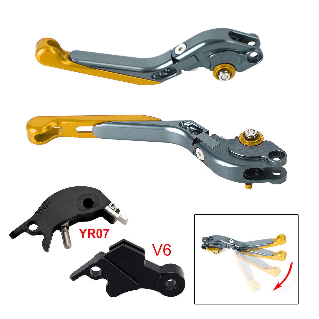 2024-2025 YAMAHA XSR900 XSR900GP Adjustable Folding Extendable Levers Gold Generic
