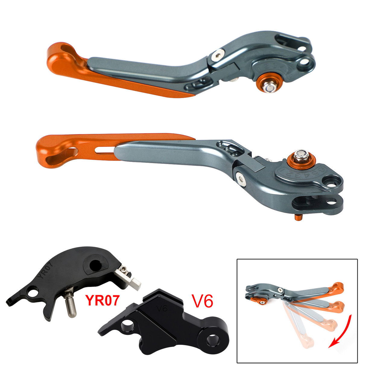 2024-2025 YAMAHA MT-09 MT-09SP Adjustable Folding Extendable Levers Orange Generic