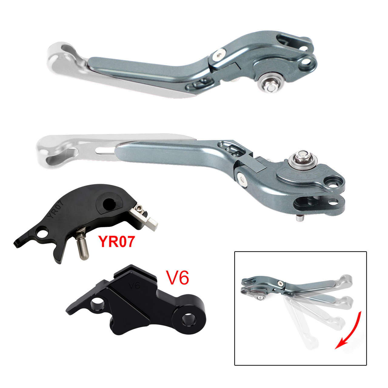 2024-2025 YAMAHA MT-09 MT-09SP Adjustable Folding Extendable Levers Silver Generic