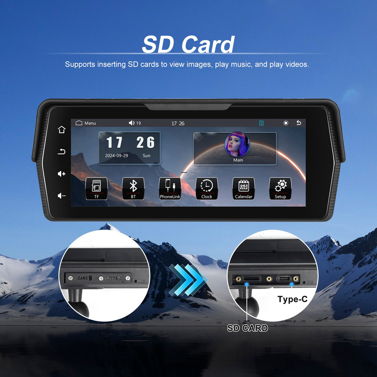 6.86-inch PND Dual Recording Wireless CarPlay Android Auto for Motorcycles