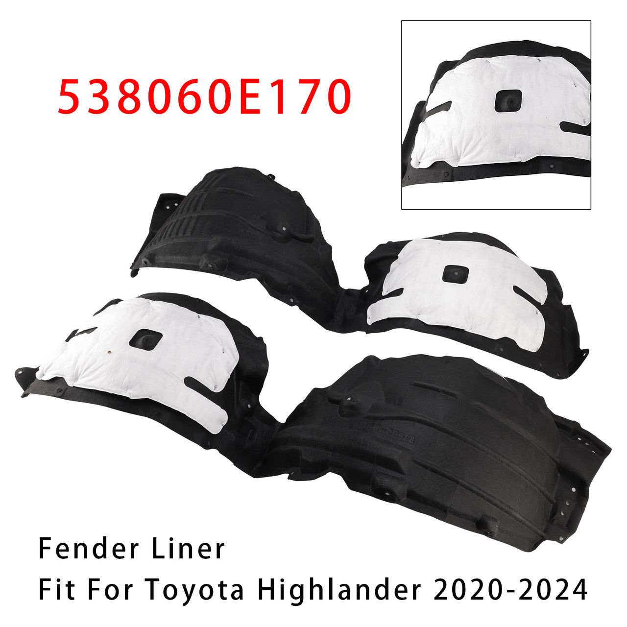 2020-2024 Toyota Highlander Pair Front Inner Side Fender Liners 538060E170 Generic