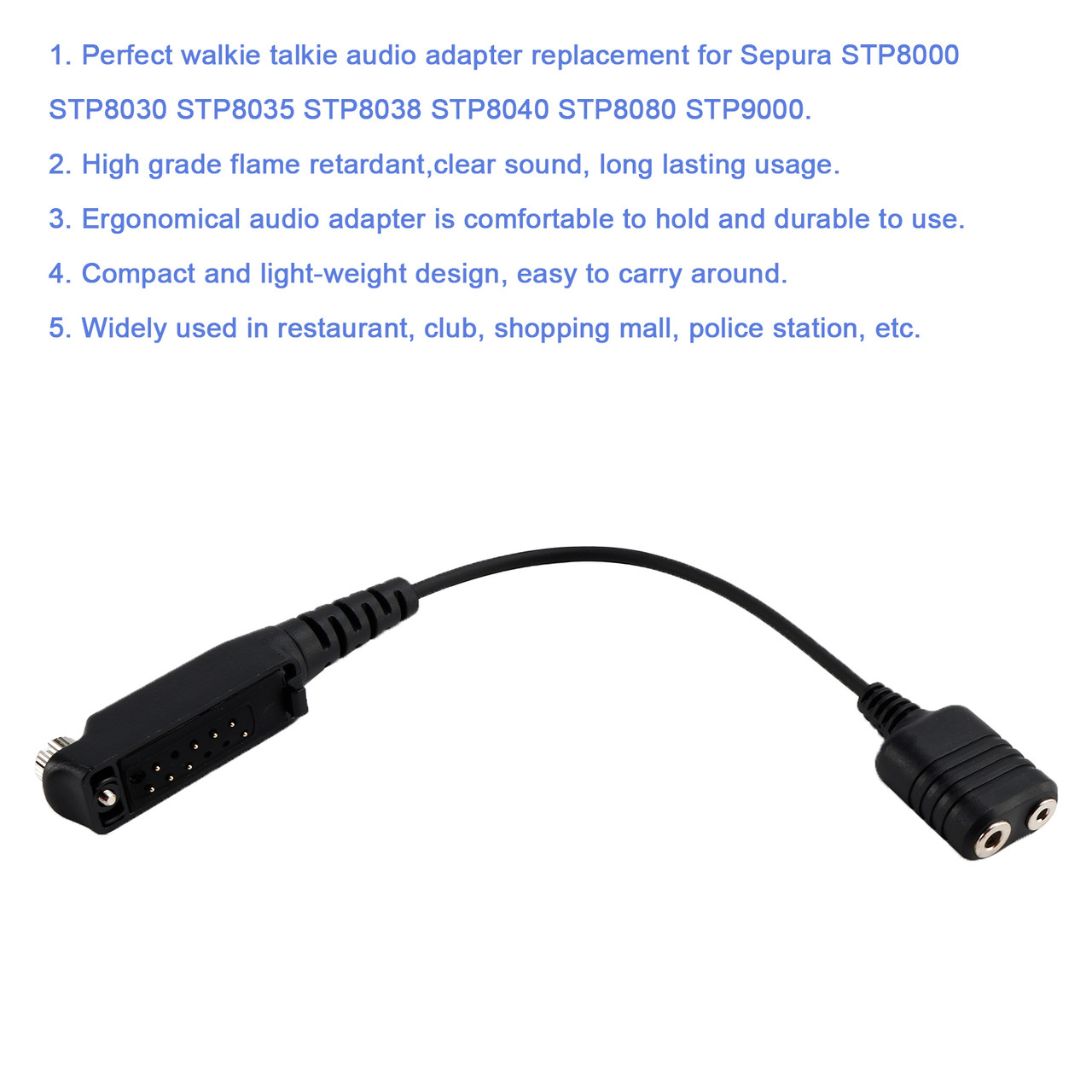 K Interface 2Pin Headset Port Converter Cable for Sepura STP8000 STP8030 STP8035