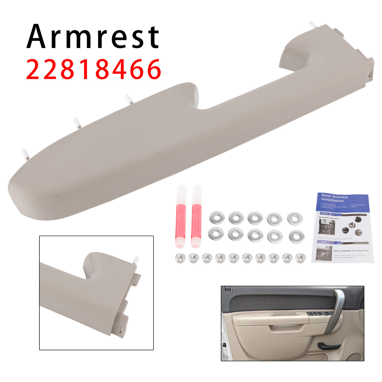 2010-2014 Sierra 2500 3500 HD Front Left Driver Side Armrest Repair Kit 22818466 Gray/Titanium Generic Generic
