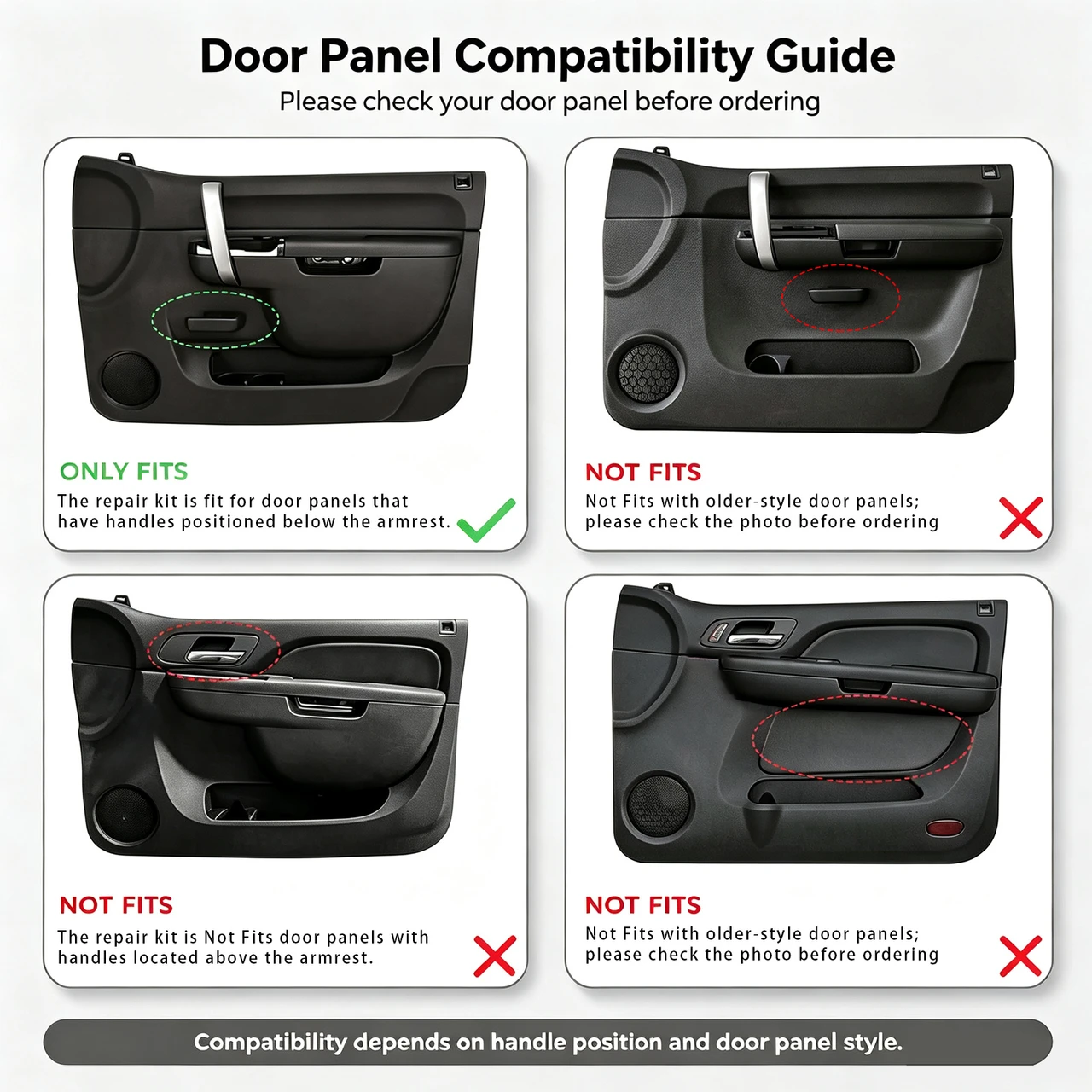 2010-2014 Chevrolet Silverado 1500 2500 3500 Front Left Driver Side Armrest Repair Kit 22818465 Black/Ebony Generic