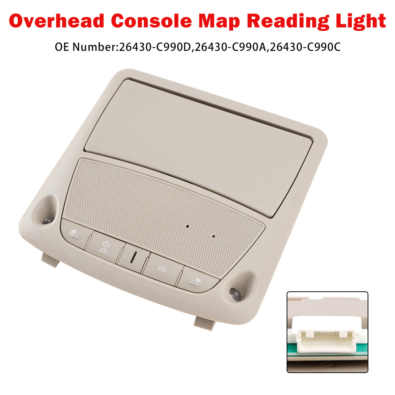 2013-2018 Nissan Altima Sentra Leaf X-TRAIL Bluebird Overhead Console Map Reading Light Gray 26430-C990A Generic