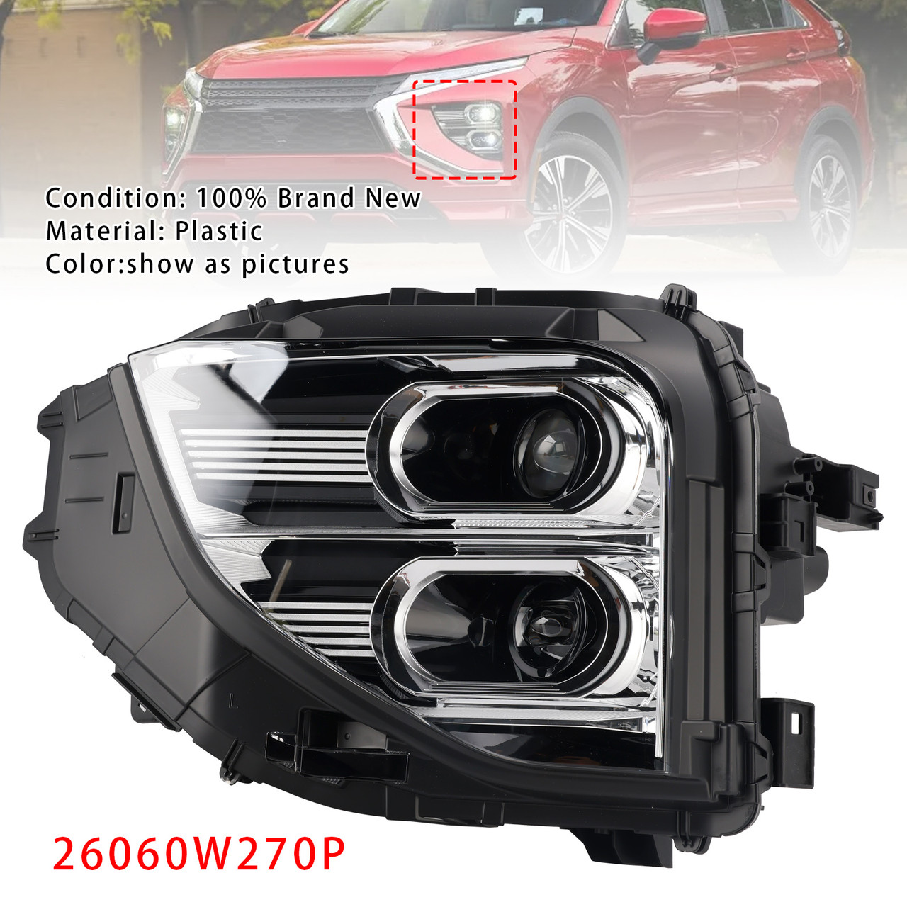 2022-2025 Mitsubishi Eclipse Cross Front Left LED Headlight 26060W270P Generic