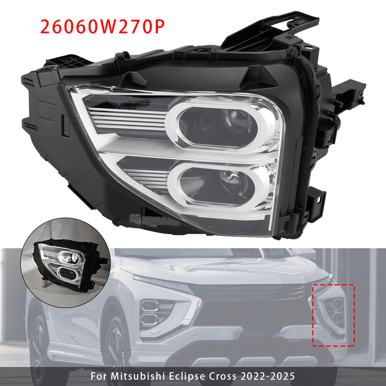 2022-2025 Mitsubishi Eclipse Cross Front Left LED Headlight 26060W270P Generic