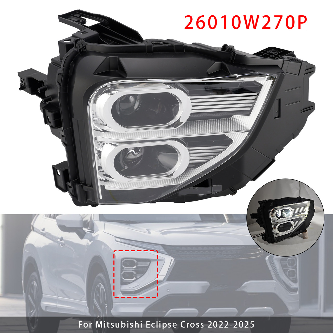 2022-2025 Mitsubishi Eclipse Cross Front Right LED Headlight 26010W270P Generic