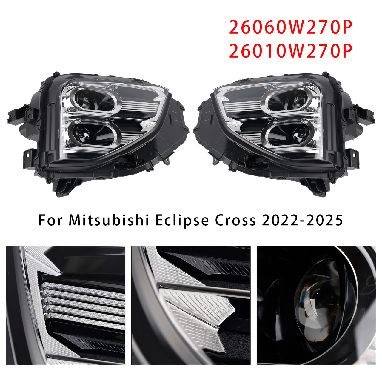 2022-2025 Mitsubishi Eclipse Cross Front Left+Right LED Headlight 26060W270P 26010W270P Generic