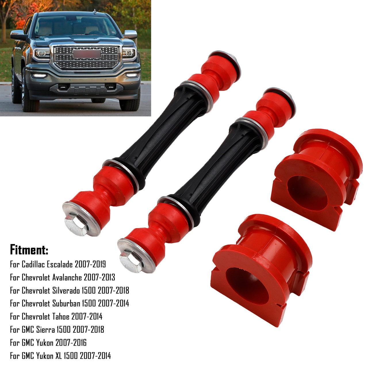 2007-2018 Chevrolet Avalanche Silverado Suburban Tahoe 1500 4pc Front Suspension Stabilizer Link Bushing K700538 Generic