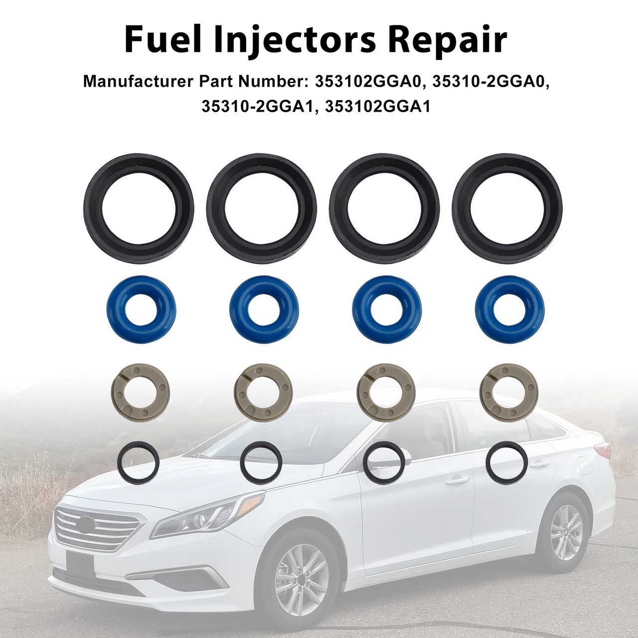 2015-2017 Hyundai Sonata 2.4L 4 Set Fuel Injectors Repair Kit 353102GGA0 Generic