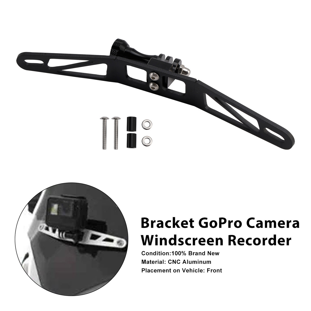 2010-2025 BMW K1600 GT/GTL Bracket GoPro Camera Windscreen Recorder Black Generic