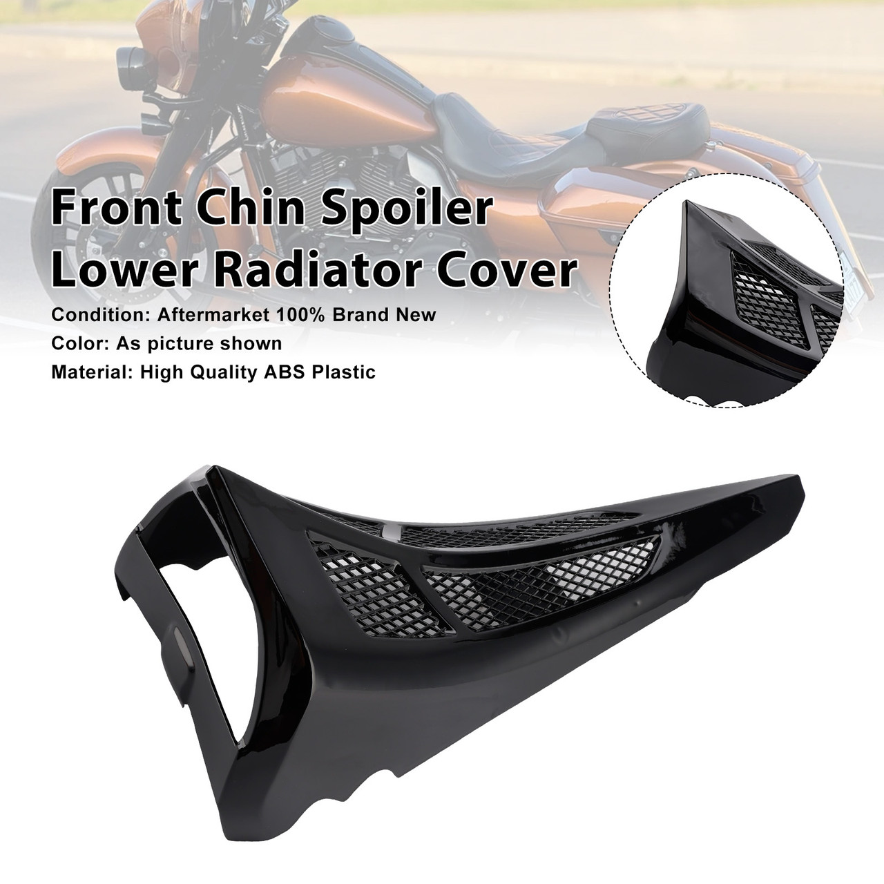 2014-2022 Harley Touring Road Glide Street Glide Front Chin Spoiler Lower Radiator Cover Black Generic