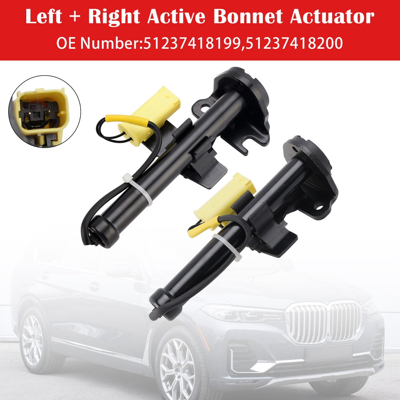 2017-2020 BMW X5 G05 X6 G06 X7 Left + Right Active Bonnet Actuator 51237418199 51237418200 Generic