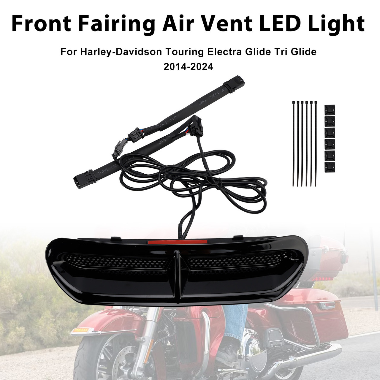 2014-2024 Harley-Davidson Touring Electra Glide 1 Set Fairing Air Vent LED Light Black Generic