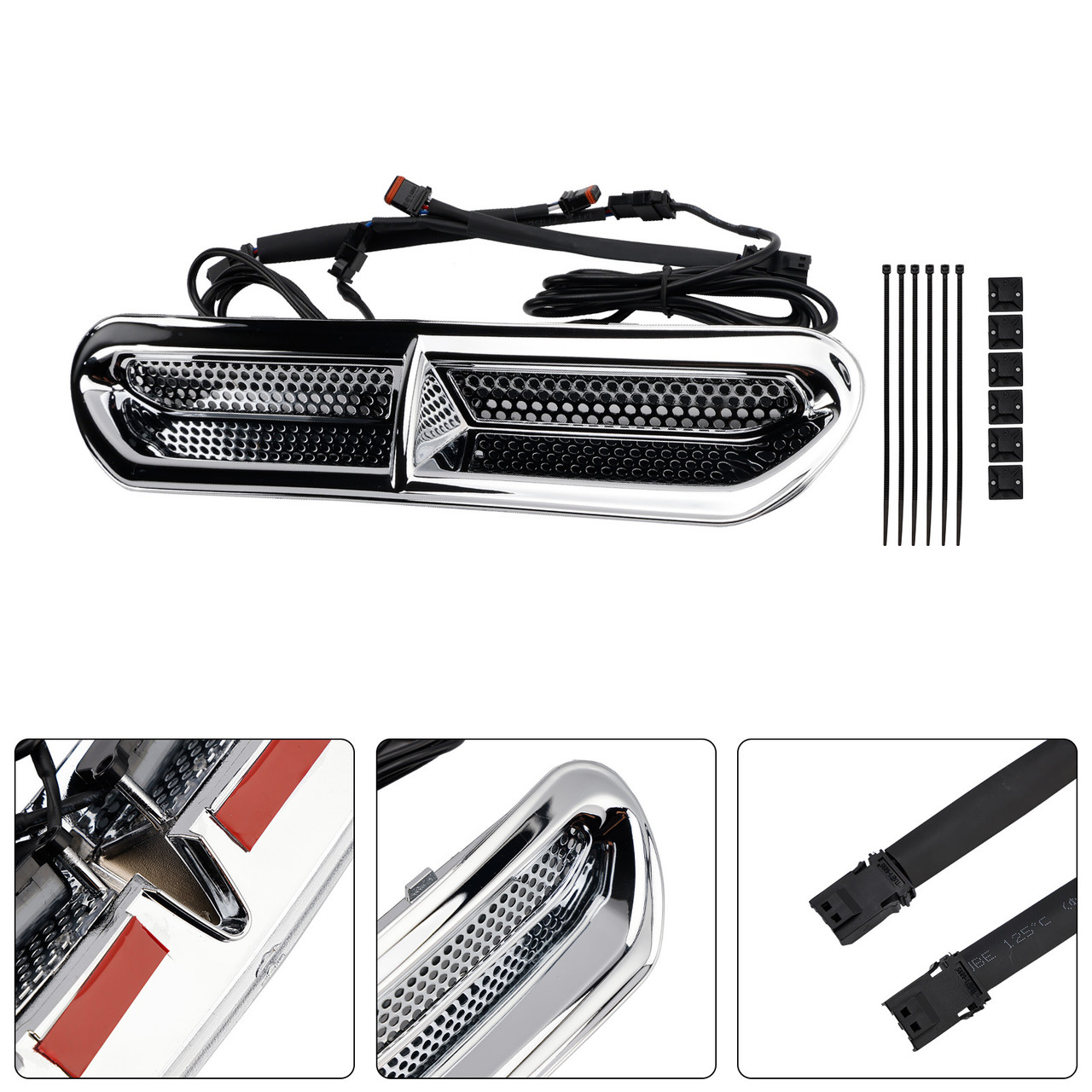2014-2024 Harley-Davidson Touring Electra Glide 1 Set Fairing Air Vent LED Light Chrome Generic