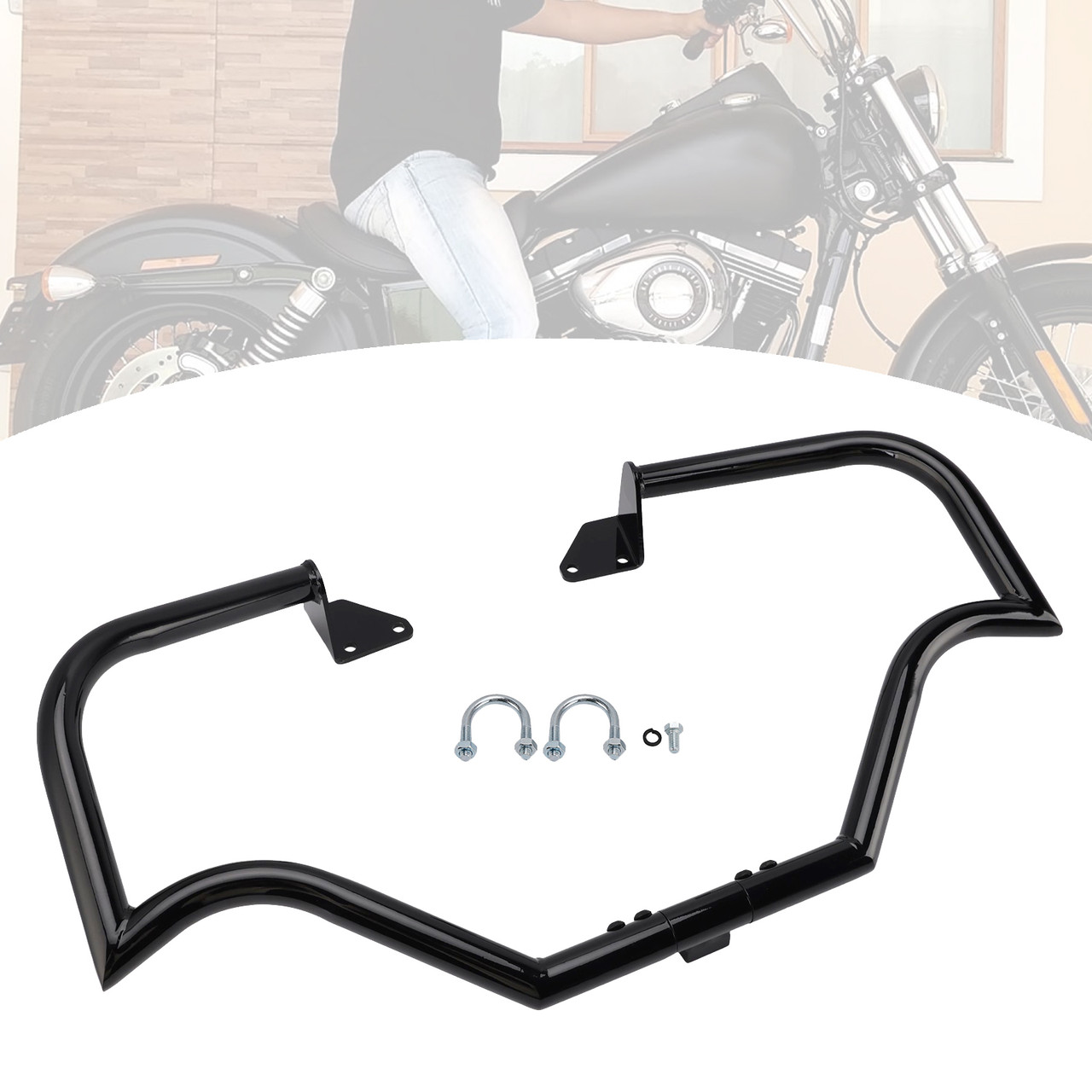 2006-2017 Super Glide FXD Engine Guard Crash Bar Frame Protector Bumper Black Generic