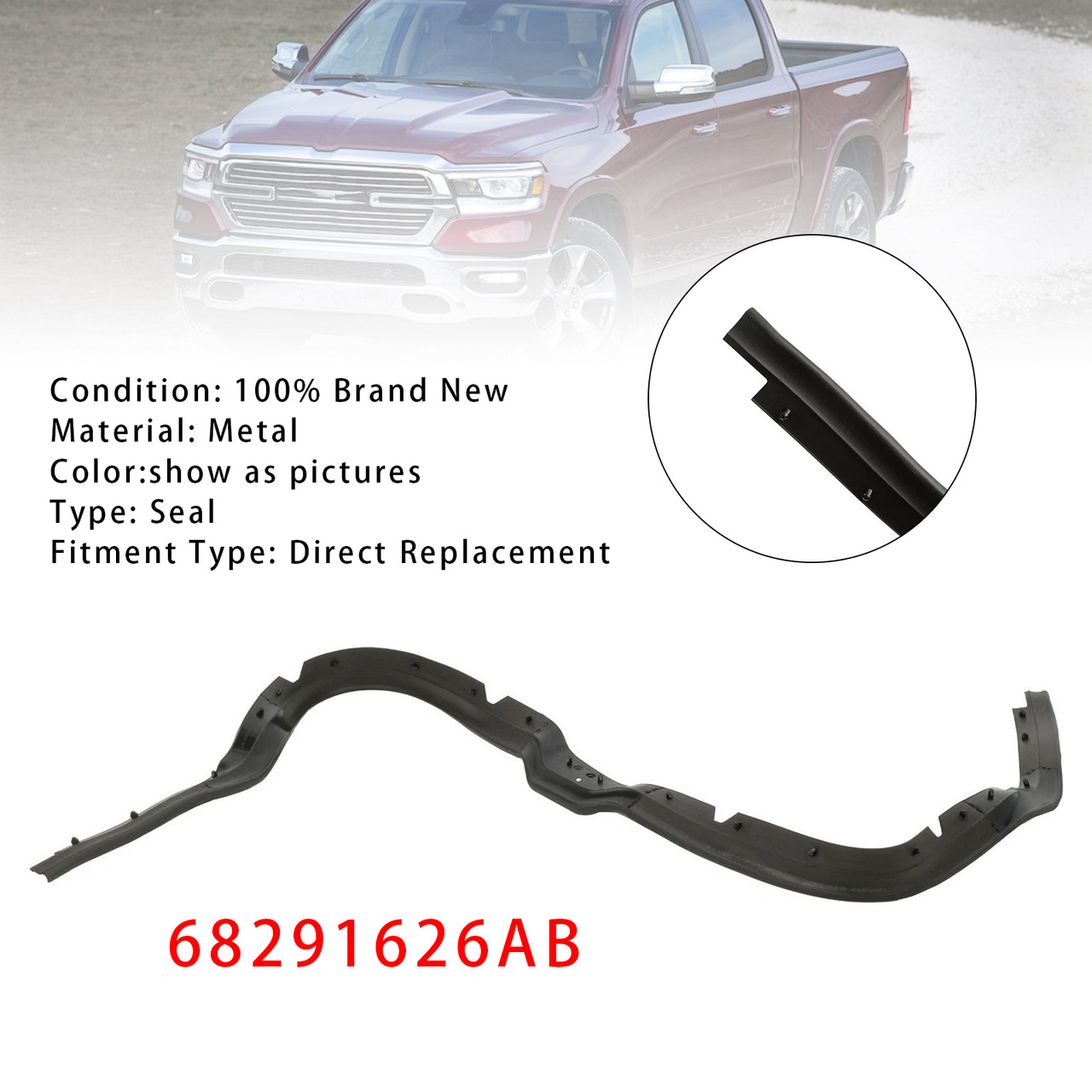 2019-2026 Dodge Ram 1500 Hood Seal Weather Strip 68291626AB Generic