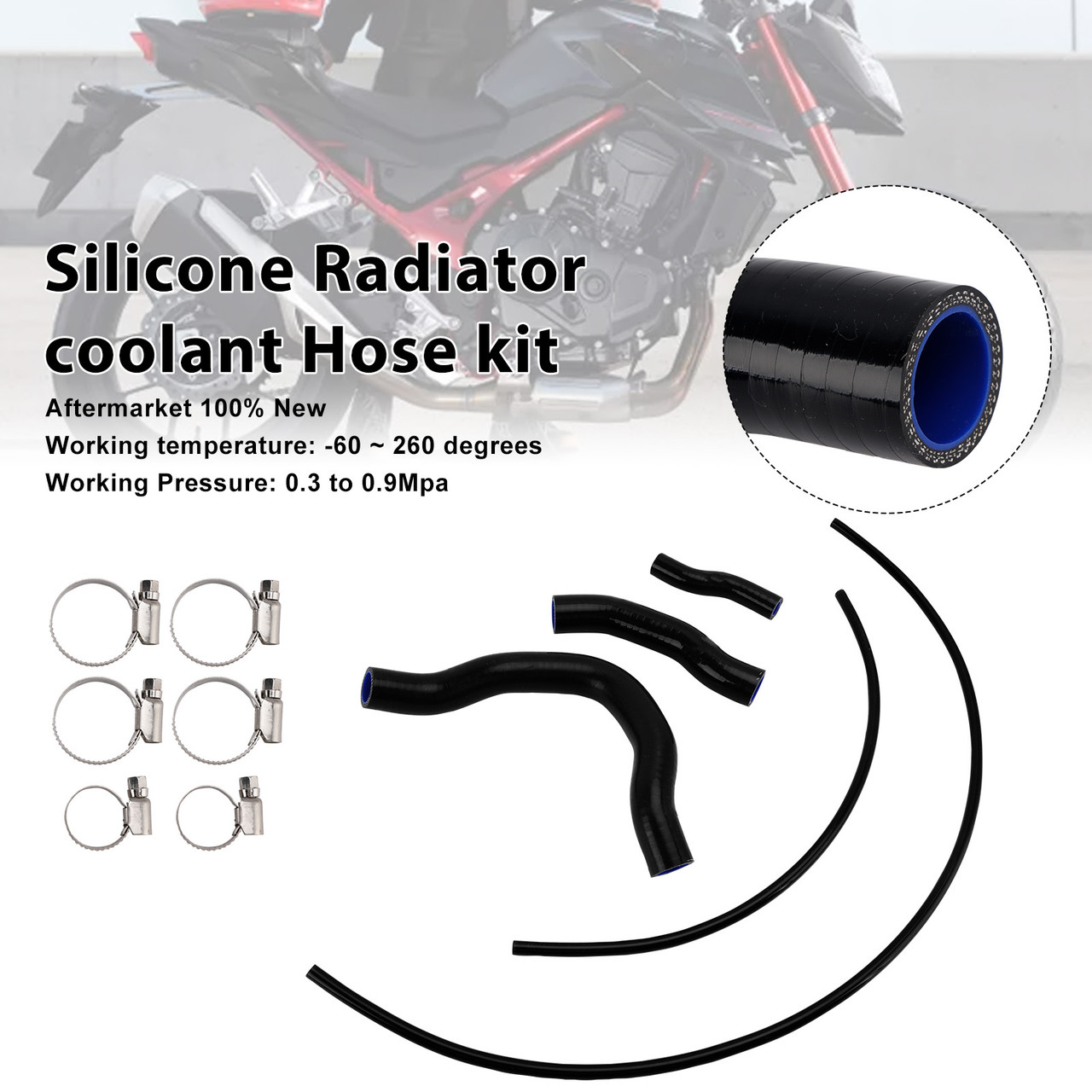2023-2025 Honda CB750 Hornet Silicone Radiator coolant Hose kit Black Generic