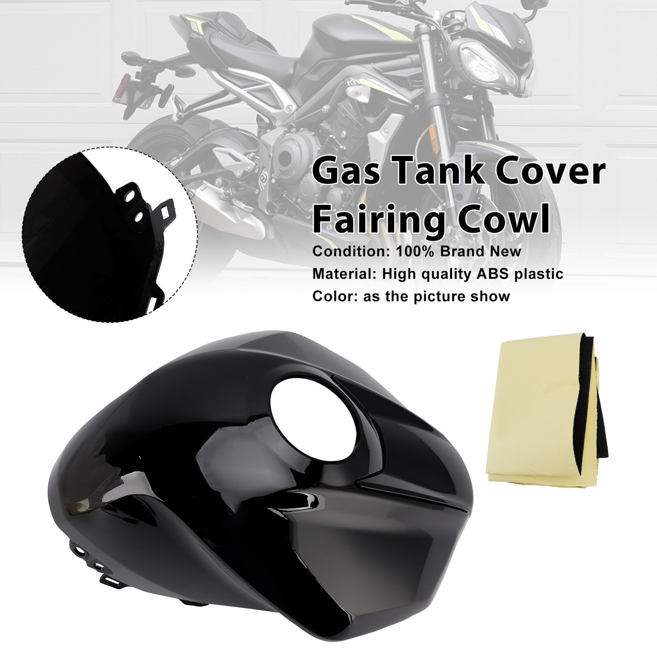 2023-2025 Triumph Street Triple 765 R/RS Gas Tank Cover Fairing Cowl Black Generic