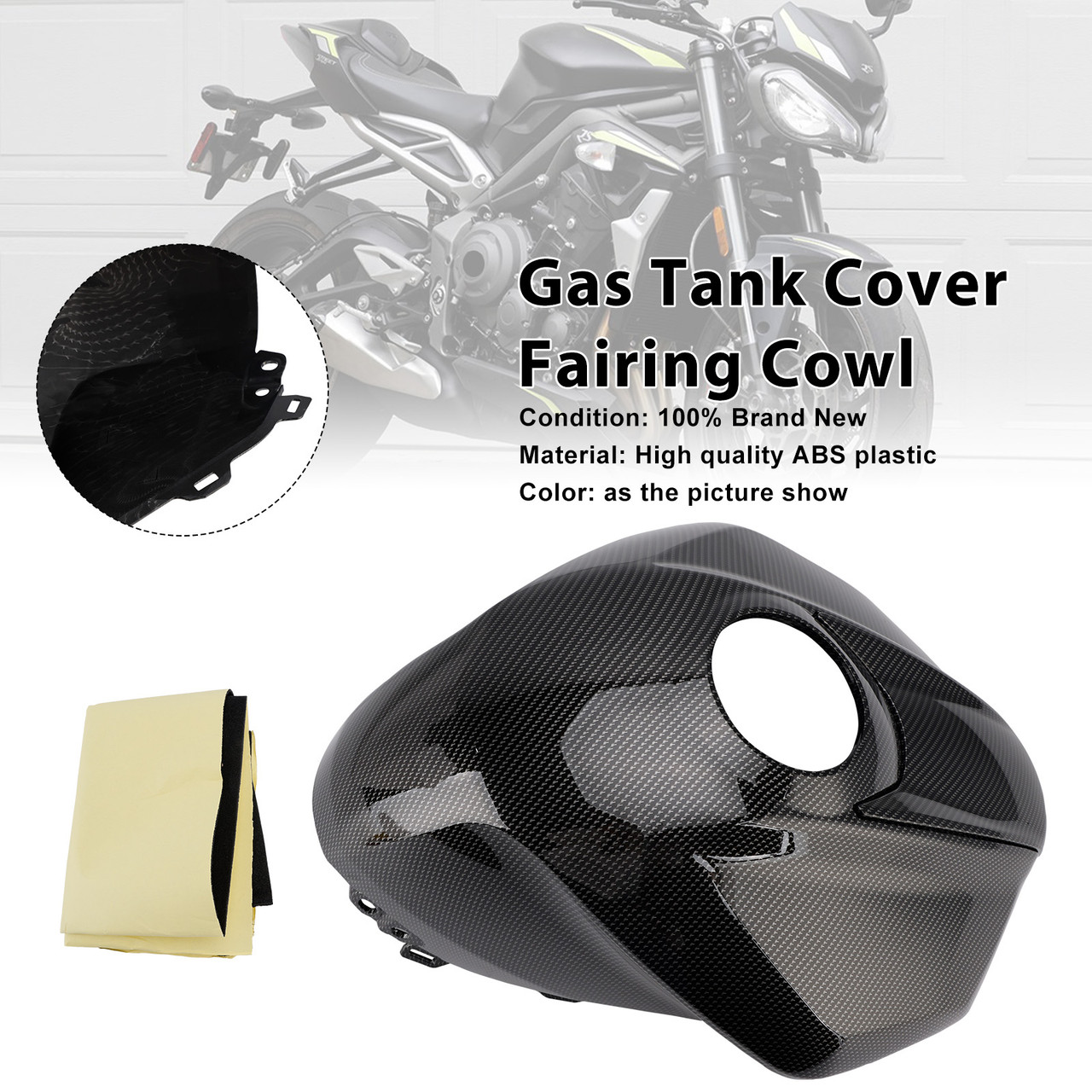 2023-2025 Triumph Street Triple 765 R/RS Gas Tank Cover Fairing Cowl Carbon like Generic
