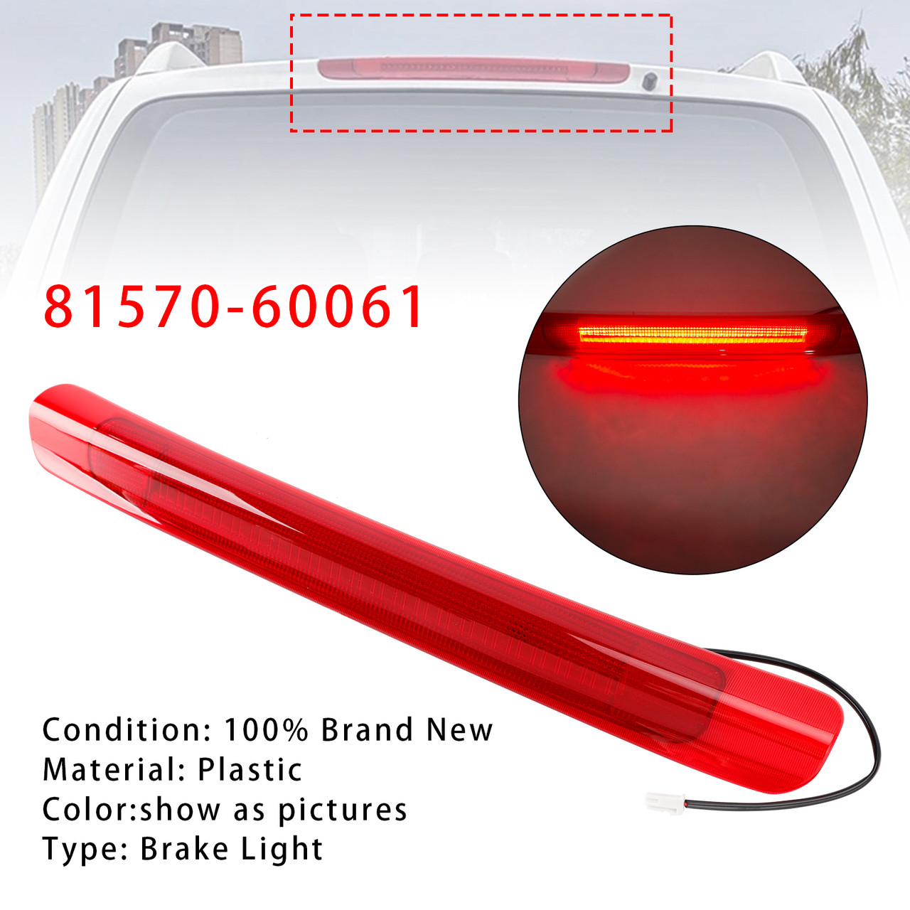 1998-2007 Lexus LX470 LED 3RD Tail Light Brake Lamp Mount 81570-60061 Red Generic