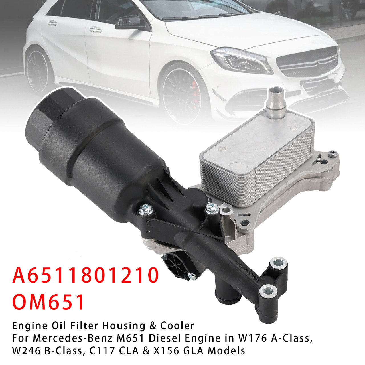 Mercedes-Benz OM651 Engine Engine Oil Filter Housing & Cooler A6511801210 Generic