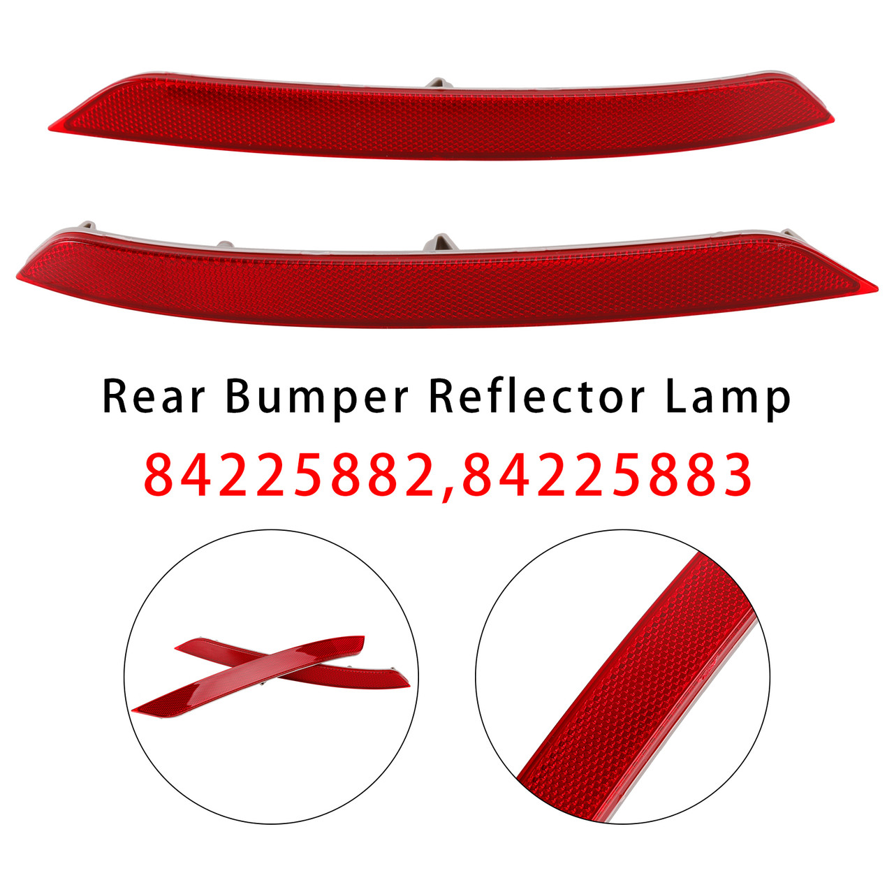 2018-2020 2011 GMC Terrain Denali Red Rear Left+Right Bumper Reflector Lamp 84225882 84225883 Generic