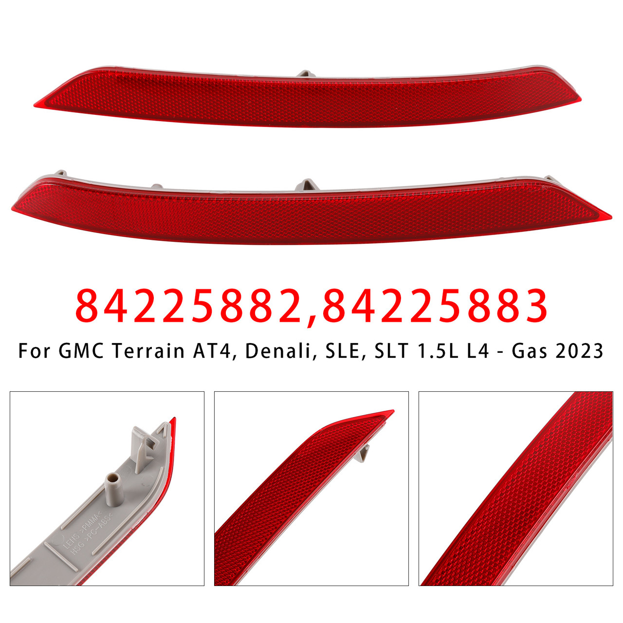 2018-2020 2011 GMC Terrain Denali Red Rear Left+Right Bumper Reflector Lamp 84225882 84225883 Generic