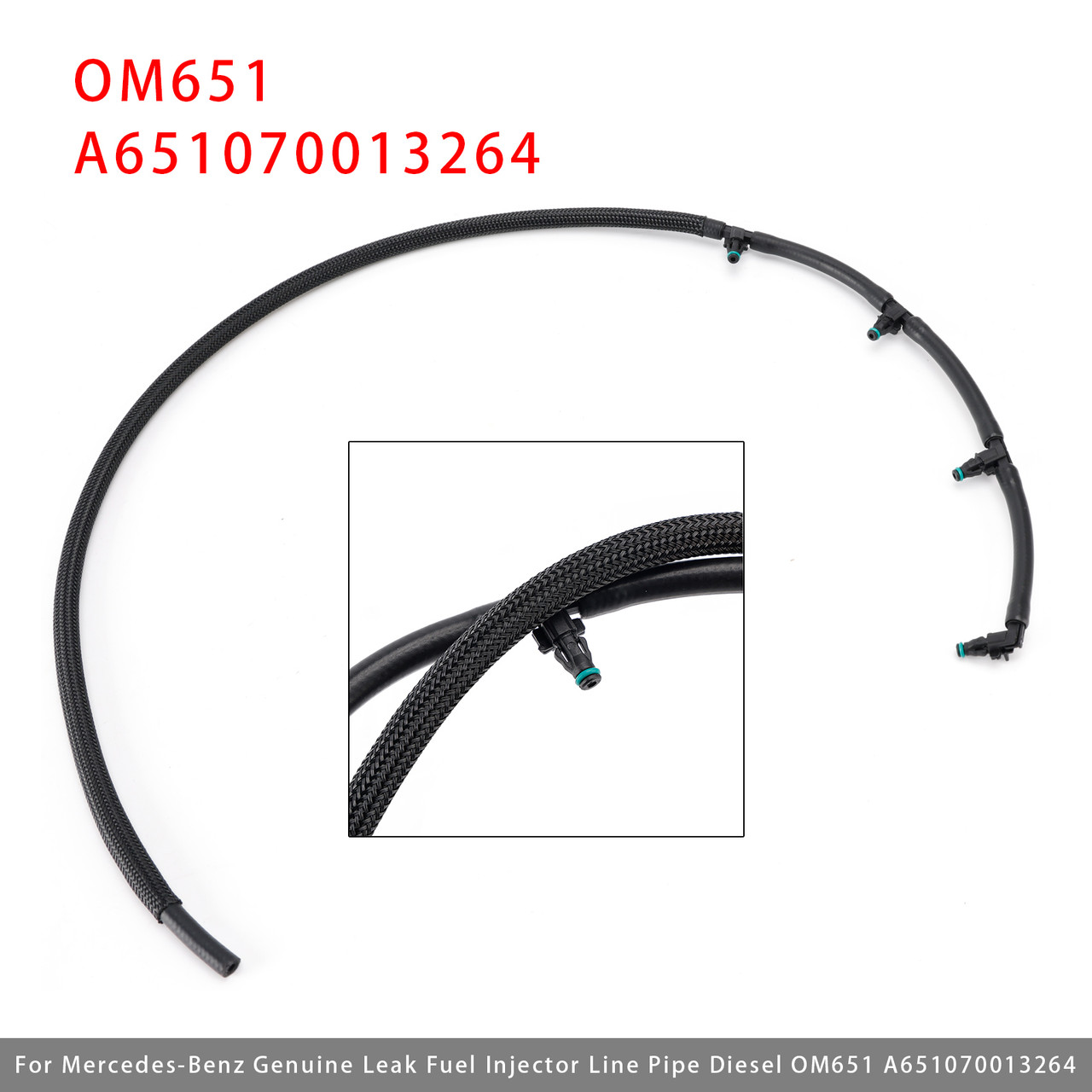 Mercedes-Benz Leak Fuel Injector Line Pipe Diesel OM651 A651070013264 Generic