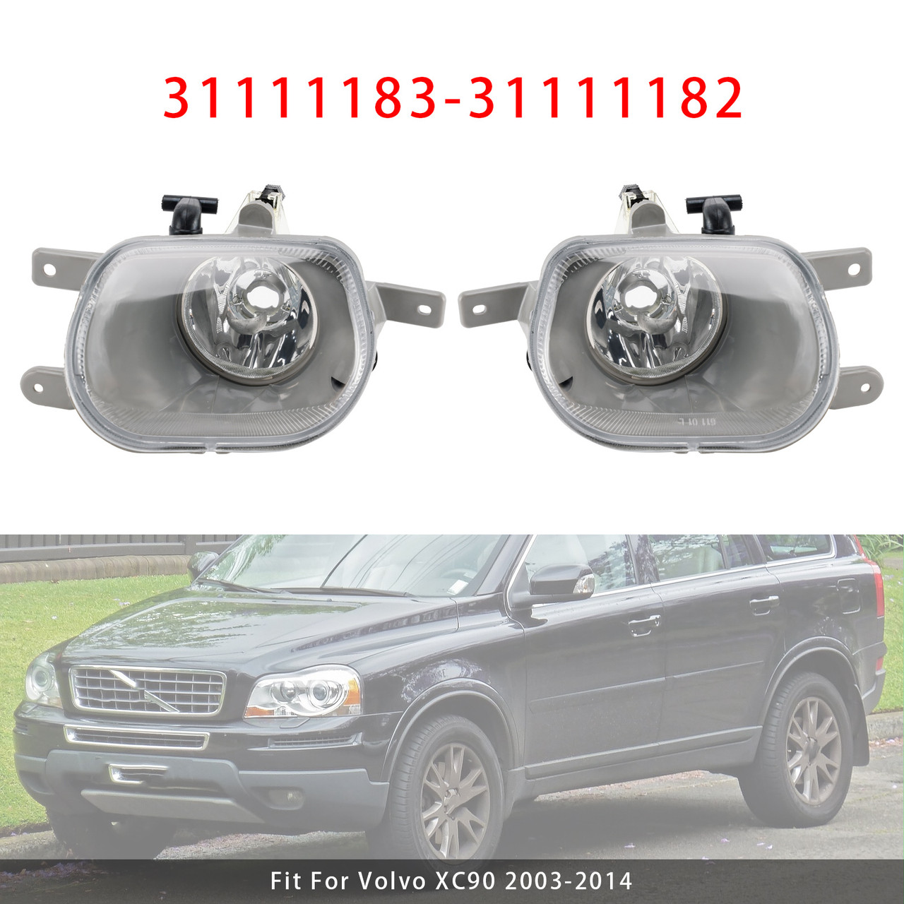 2003-2014 Volvo XC90 Pair Front Fog Light Lamp Without Bulb 31111183 31111182 Generic