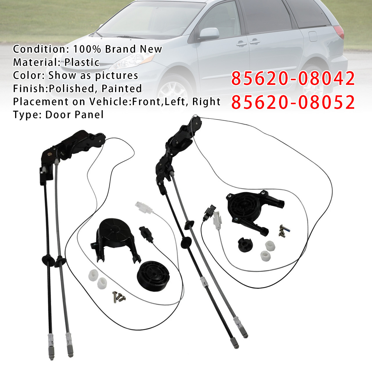 2007-2010 Toyota Sienna Power Sliding Door Cable w/o Motor Set 85620-08042+85620-08052 Generic