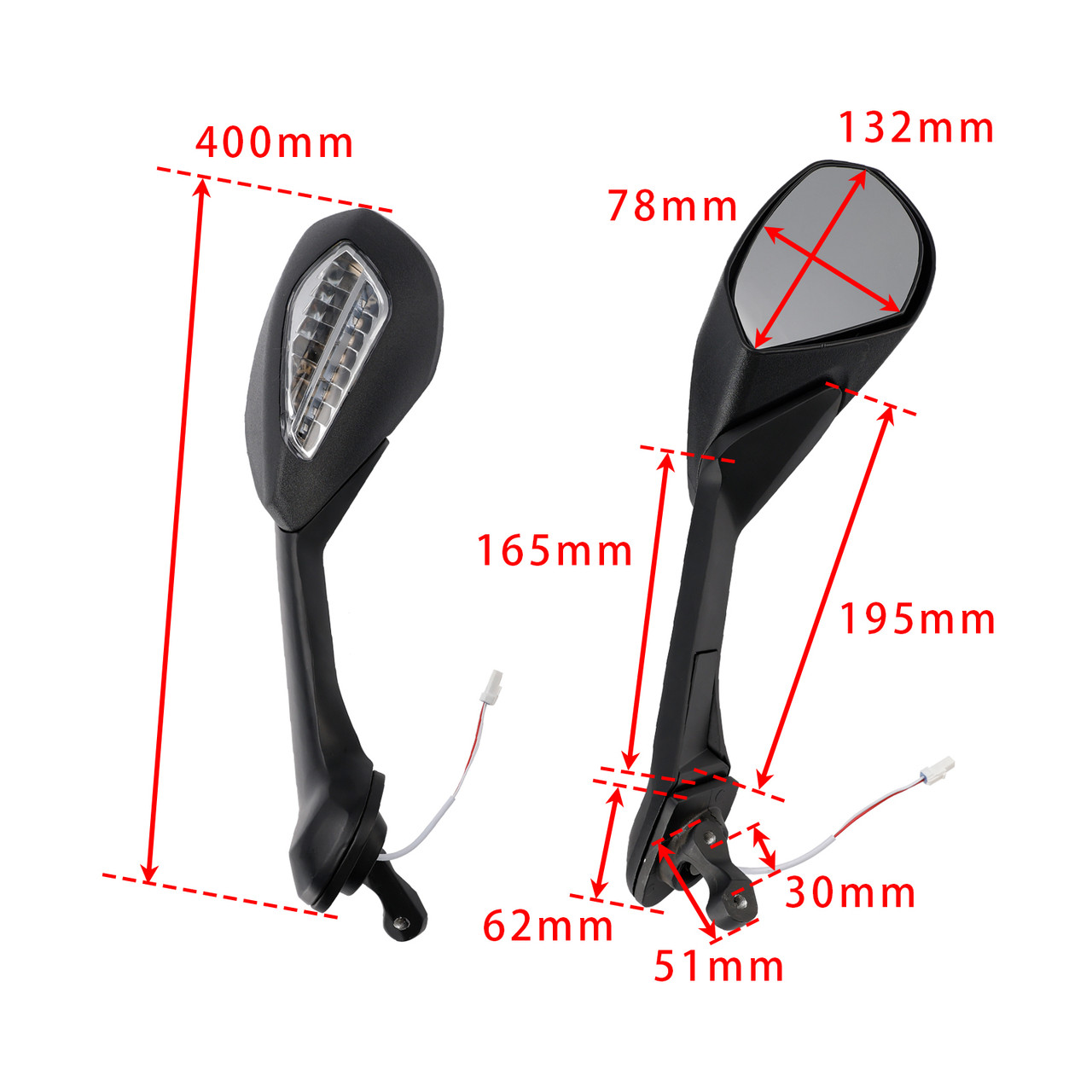 2017-2020 Ducati Supersport 939/ S Rear View Mirrors with Turn Signal Left and Right Black Generic