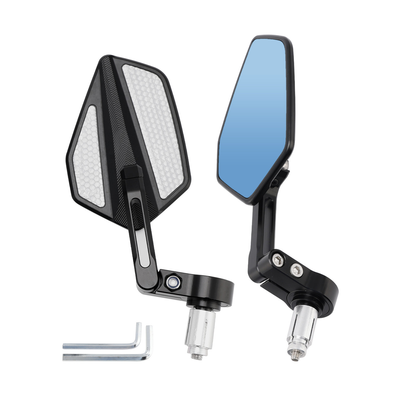 CNC Aluminium Black Bar End Mirror Set 7/8" Universal Fit Rearview Mirrors