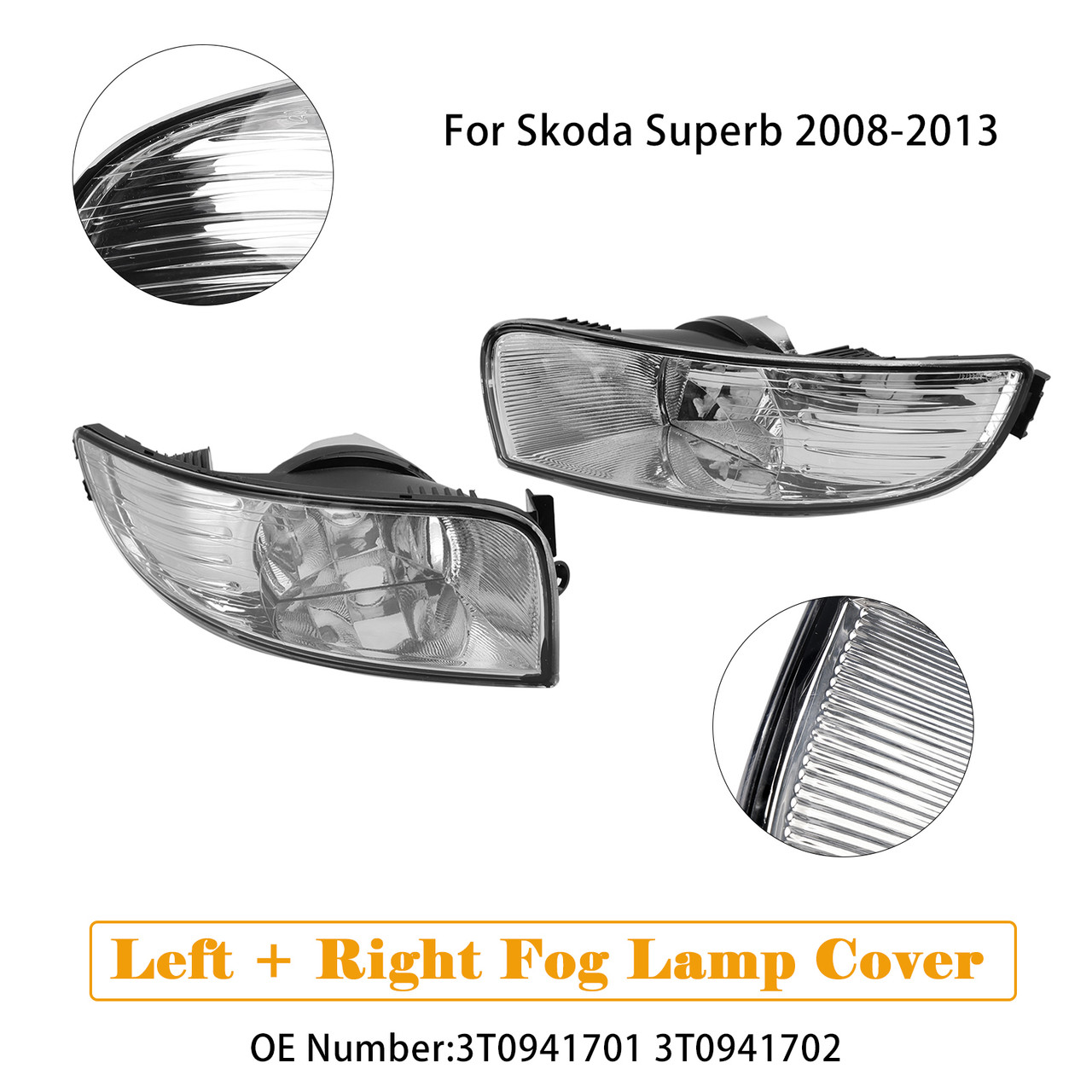 2008-2013 Skoda Superb Left+Right Fog Lamp Cover 3T0941701 3T0941702 Generic