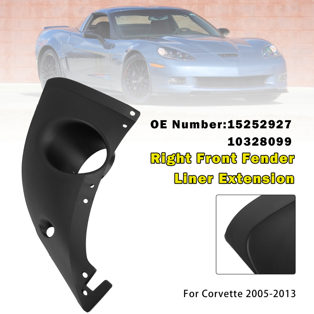 2005-2013 Chevy Corvette Right Front Fender Liner Extension 15252926 10328100 Generic