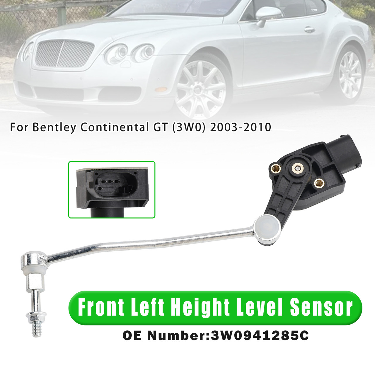2003-2010 Bentley Continental GT (3W0) Front Left Height Level Sensor 3W0941285C Generic
