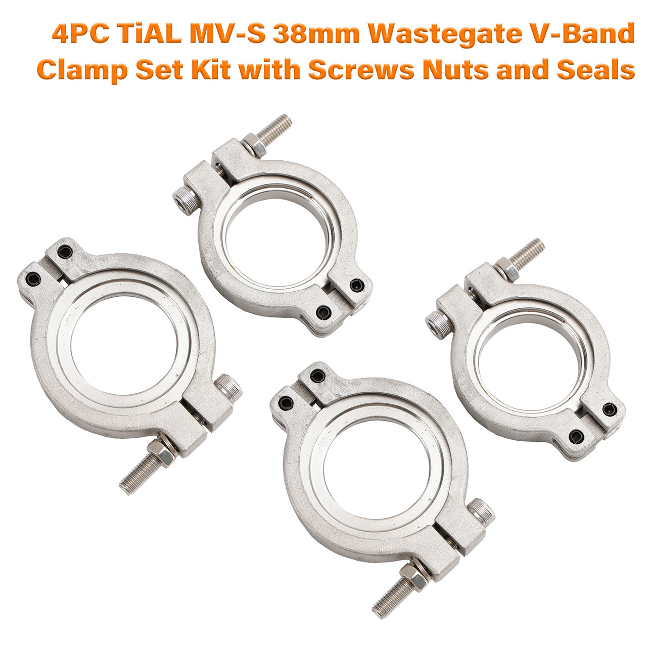 4PC TiAL MV-S 38mm Wastegate V-Band Clamp Set Kit with Screws Nuts and Seals