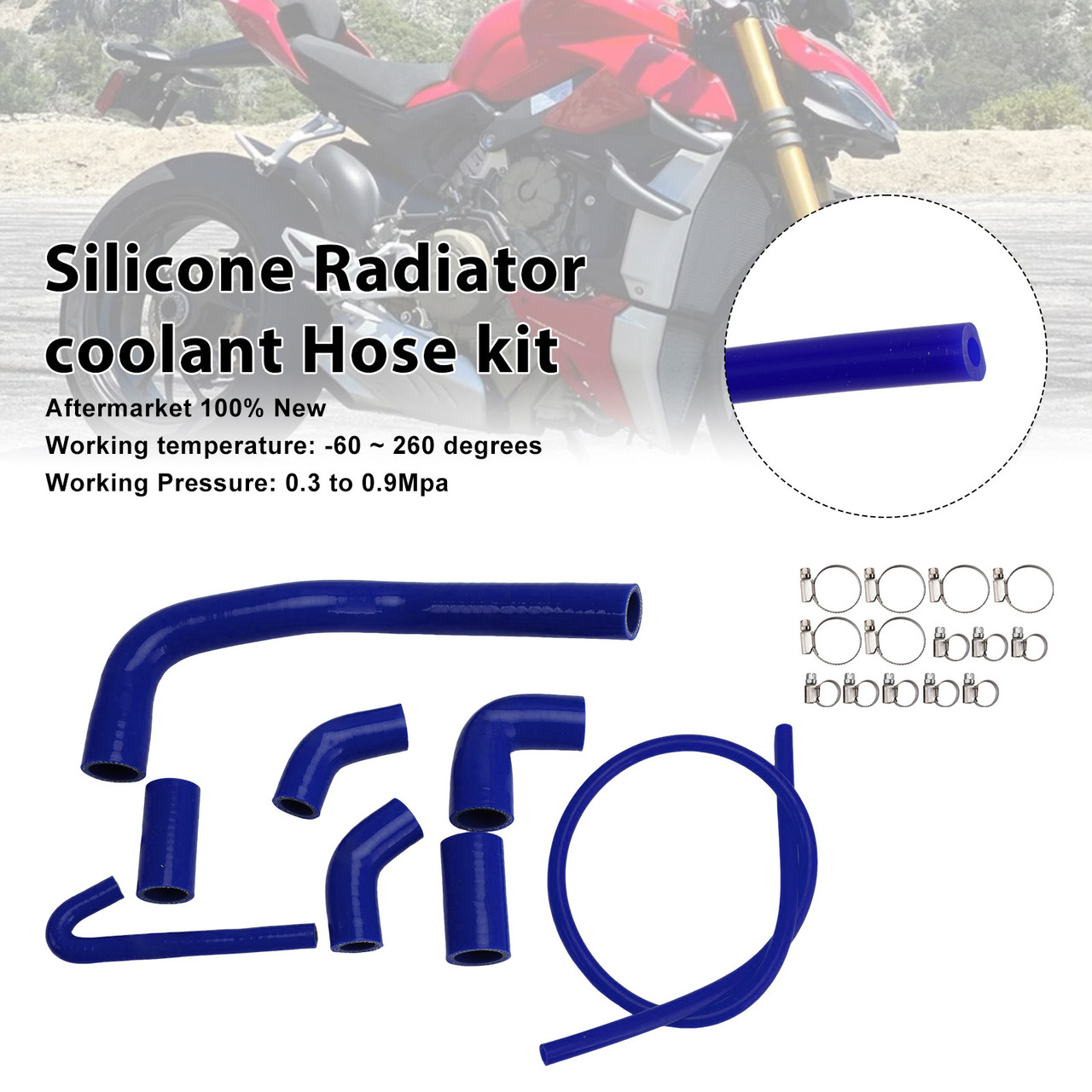 2020-2025 Ducati Streetfighter V4/ V4S Silicone Radiator coolant Hose kit Blue Generic