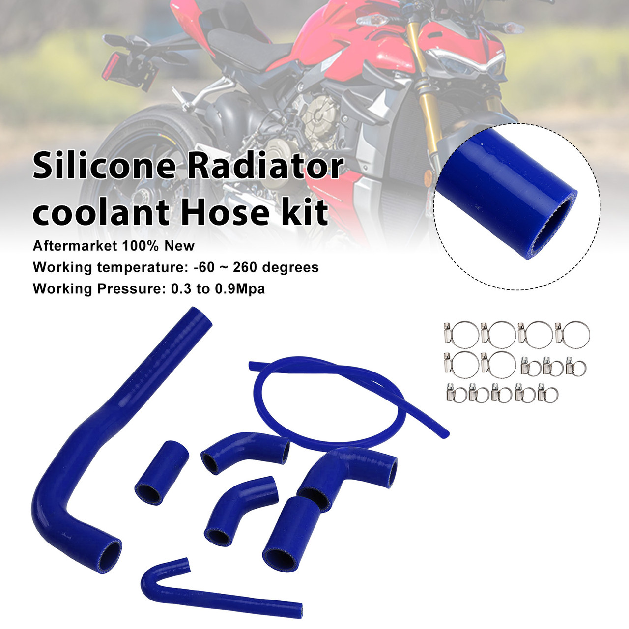 2020-2025 Ducati Streetfighter V4/ V4S Silicone Radiator coolant Hose kit Blue Generic