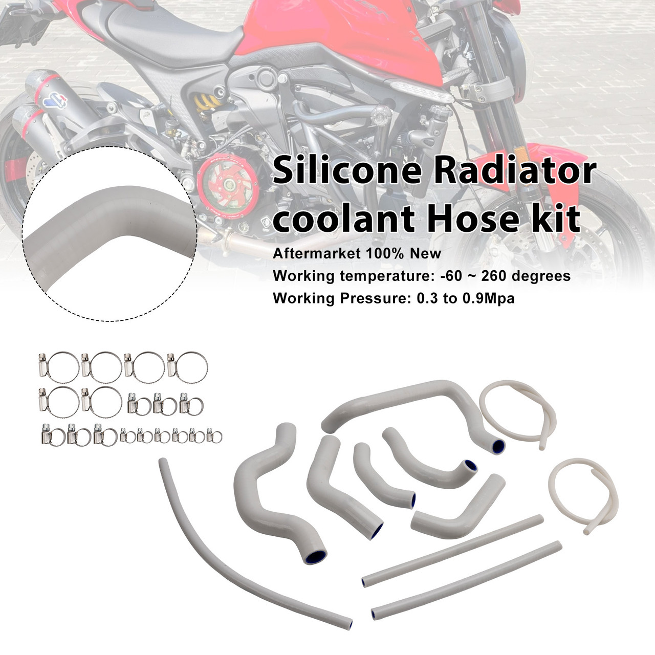 2021-2025 Ducati Monster 937 Silicone Radiator coolant Hose kit White Generic