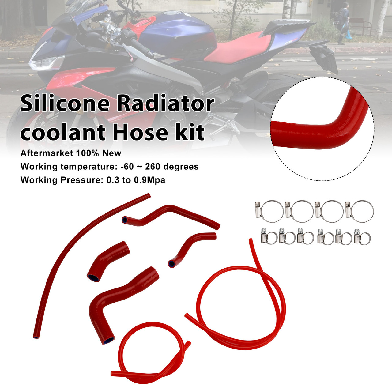 2021-2025 Aprilia RS 660 Silicone Radiator coolant Hose kit Red Generic