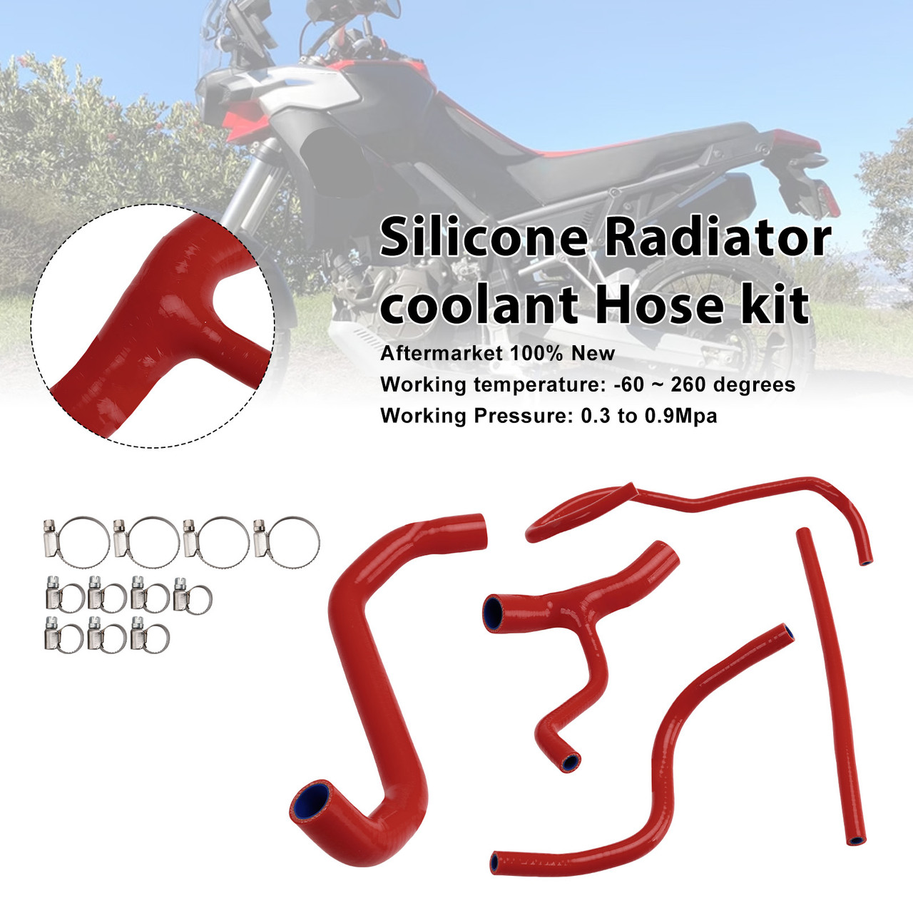 2022-2025 Aprilia Tuareg 660 Silicone Radiator coolant Hose kit Red Generic